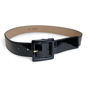 St John Women's Black Patent Leather 1.375 In Wide Belt M 34